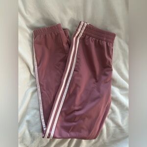 adidas Kids Mauve Joggers with White Stripes